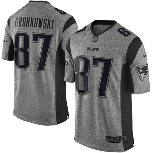 Men's Elite Rob Gronkowski Nike Jersey Gray - #87 Gridiron NFL New England Patriots